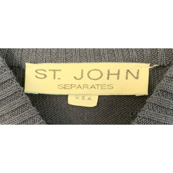 St. John Separates Womens Navy Gold Star Zip Cardigan Jacket Size P EUC 7848 - Picture 2 of 9